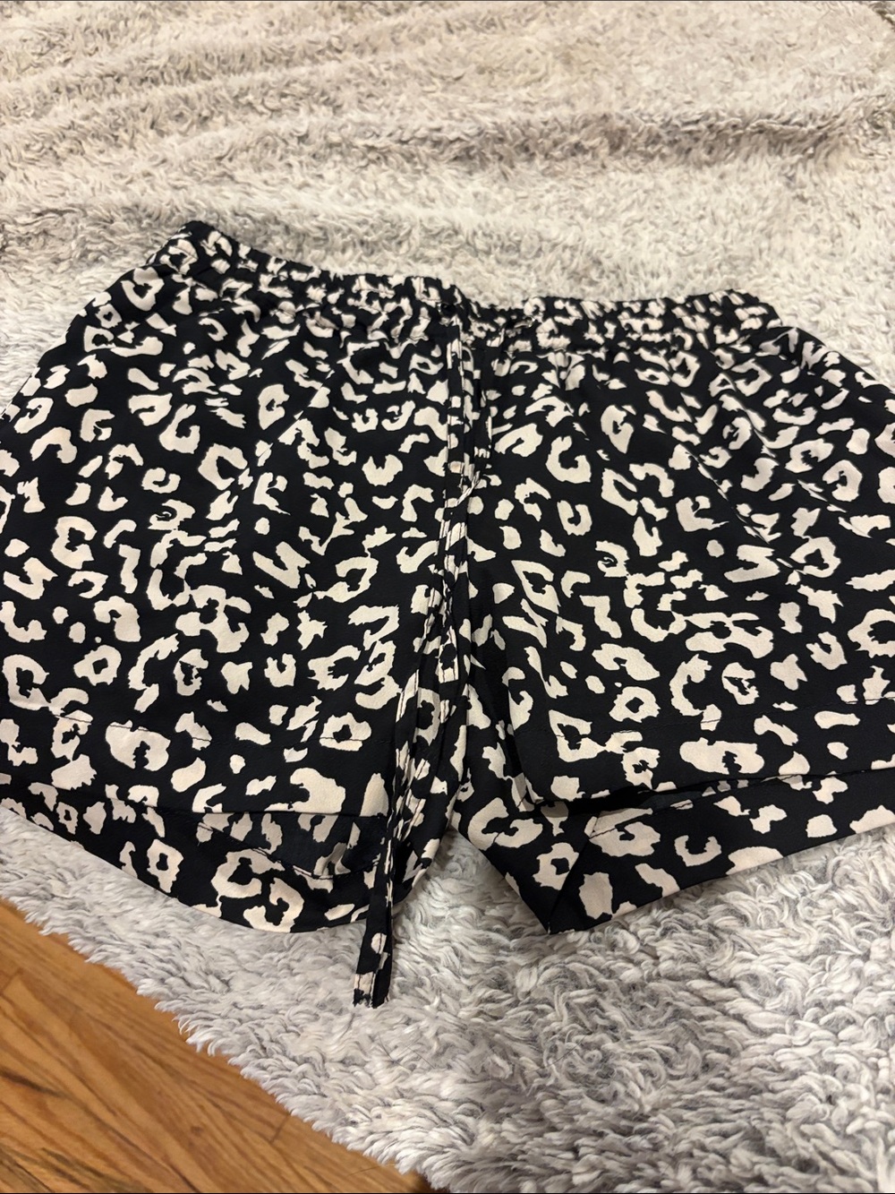 Walter‎ Baker Black and White Leopard Print Drawstring Shorts